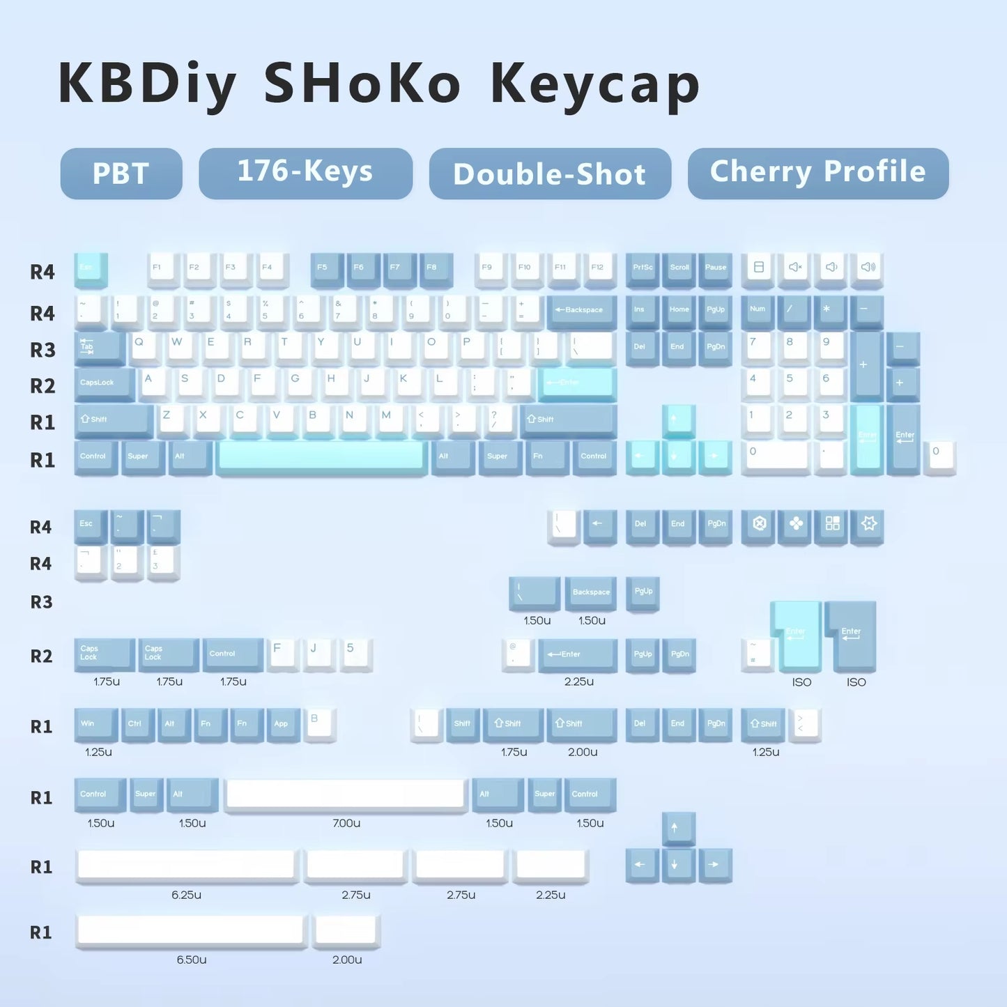 GMK Arctic PBT Keycap Set – Cherry Profile (ISO)