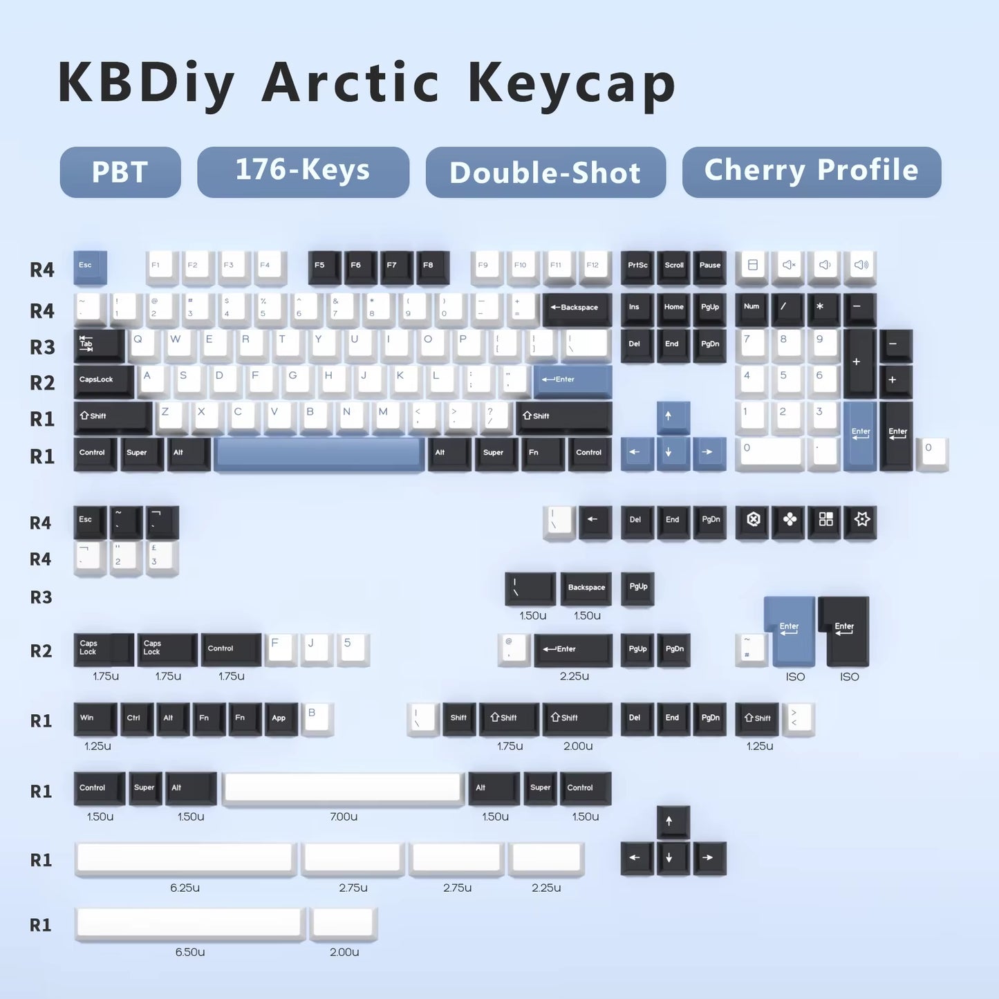 GMK Arctic PBT Keycap Set – Cherry Profile (ISO)