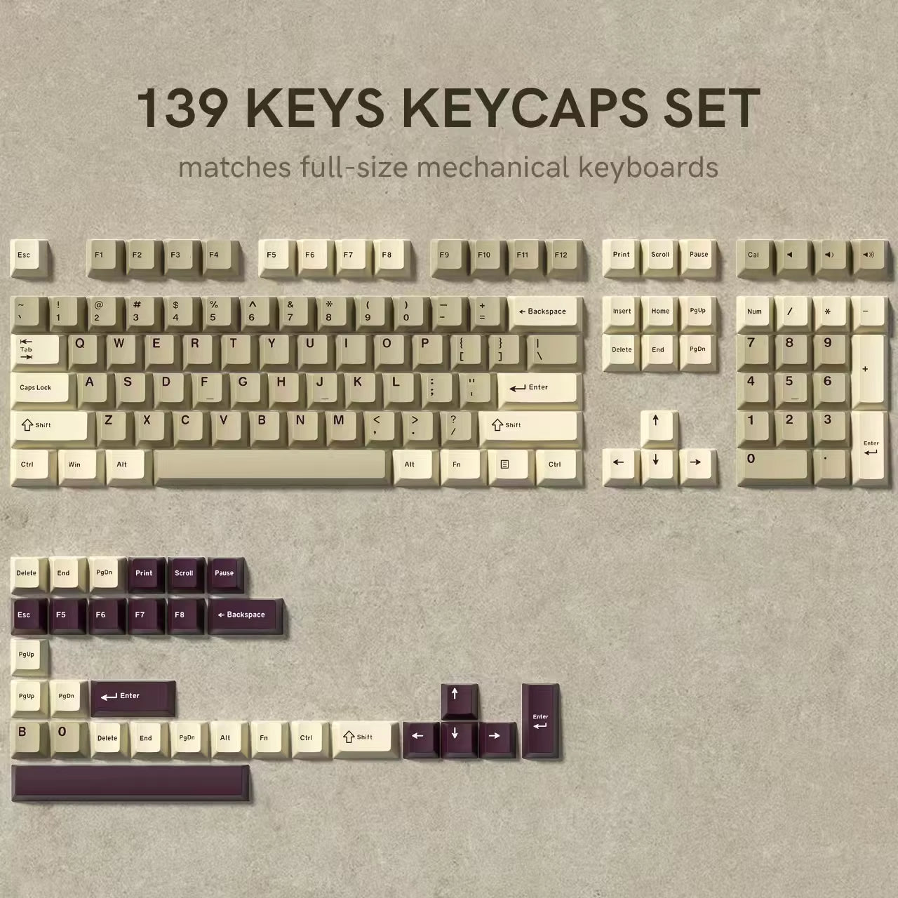 WOB Double-Shot PBT Keycap Sets for Cherry Gateron MX Switches – Cherry Profile (168 Keys)