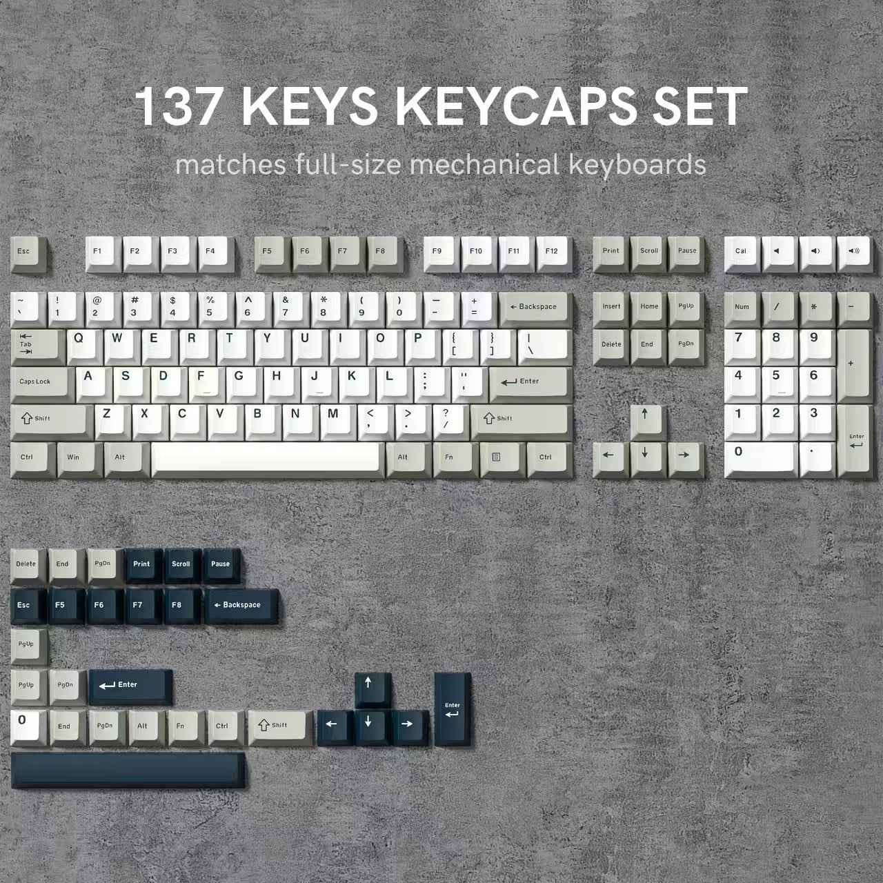 WOB Double-Shot PBT Keycap Sets for Cherry Gateron MX Switches – Cherry Profile (168 Keys)