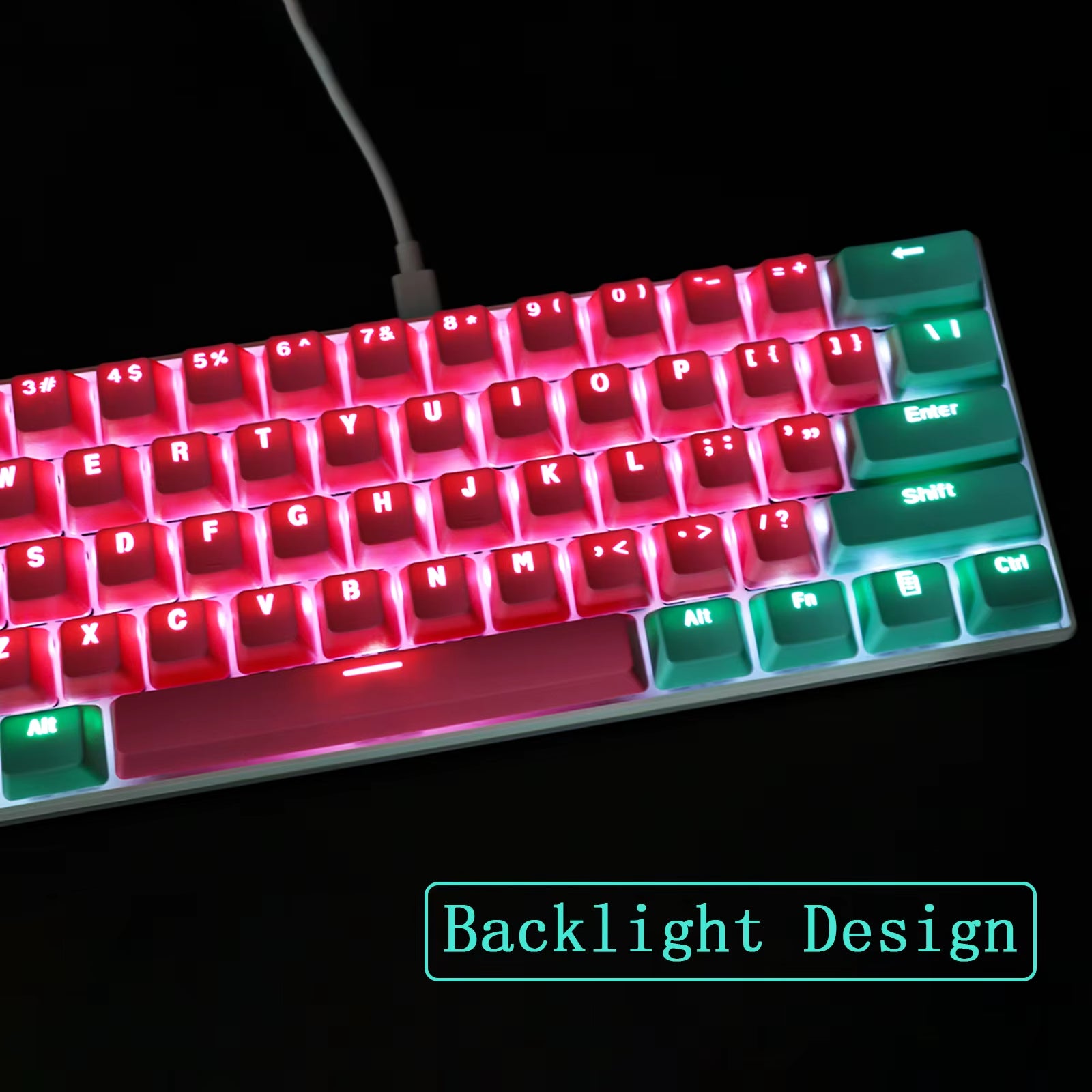 Cyan & Pink PBT Backlit Keycap Set (RK 61/87/104)
