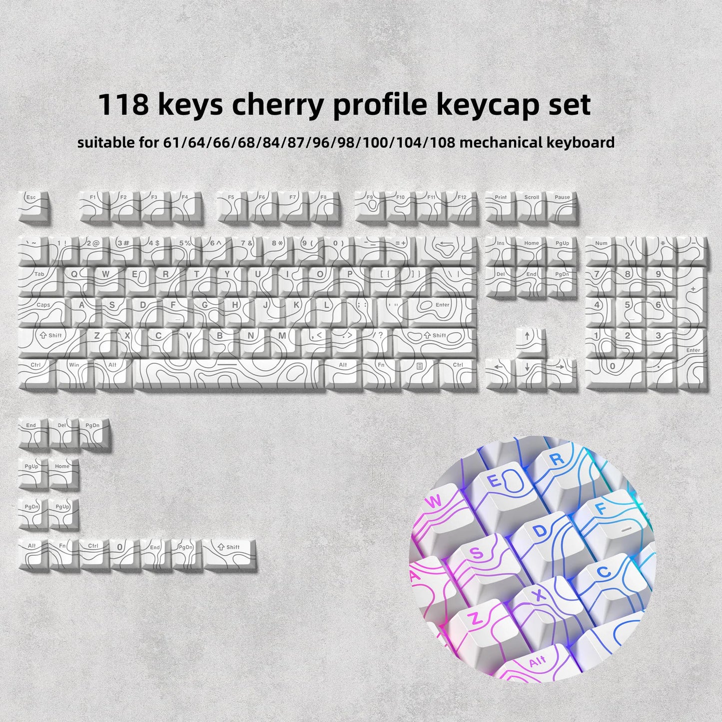 WOB Double-Shot PBT Keycap Sets for Cherry Gateron MX Switches – Cherry Profile (168 Keys)
