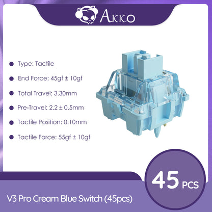 V3 Pro Cream Blue Tactile Switches (45g, 5-Pin, 45pcs) 