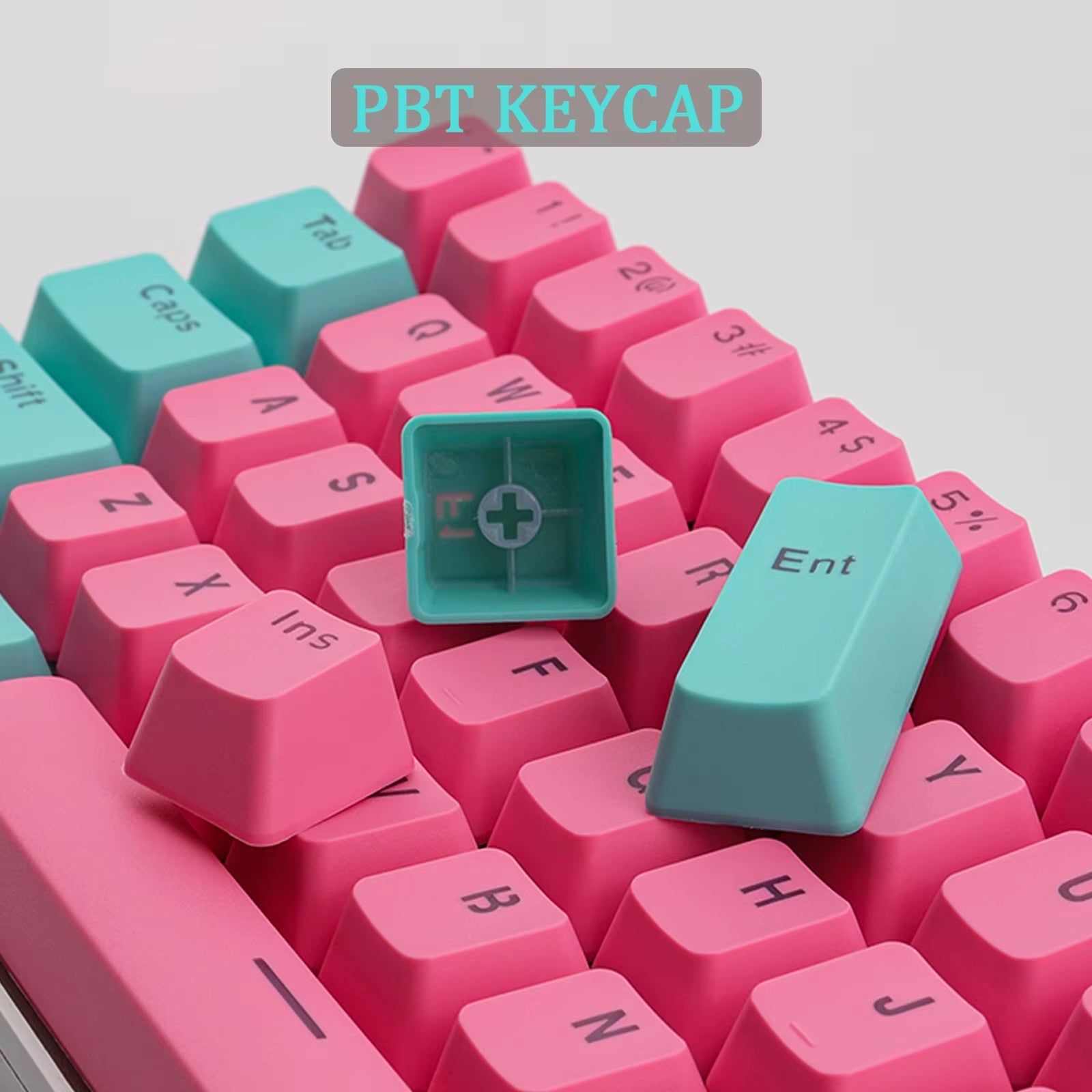 Cyan & Pink PBT Backlit Keycap Set (RK 61/87/104)