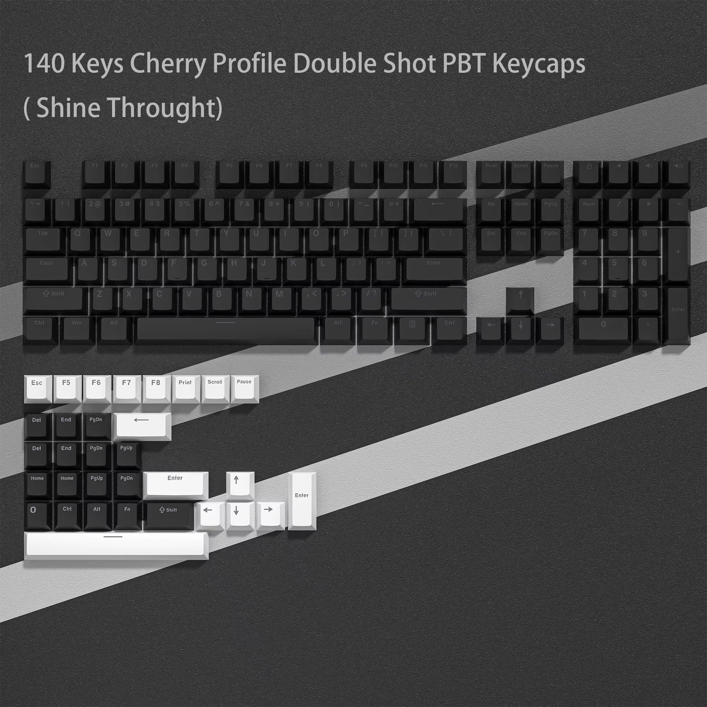 WOB Double-Shot PBT Keycap Sets for Cherry Gateron MX Switches – Cherry Profile (168 Keys)