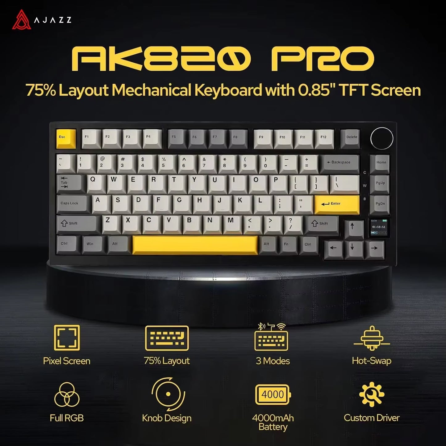 AK820 / AK820 Pro Wireless Mechanical Keyboard with Knob