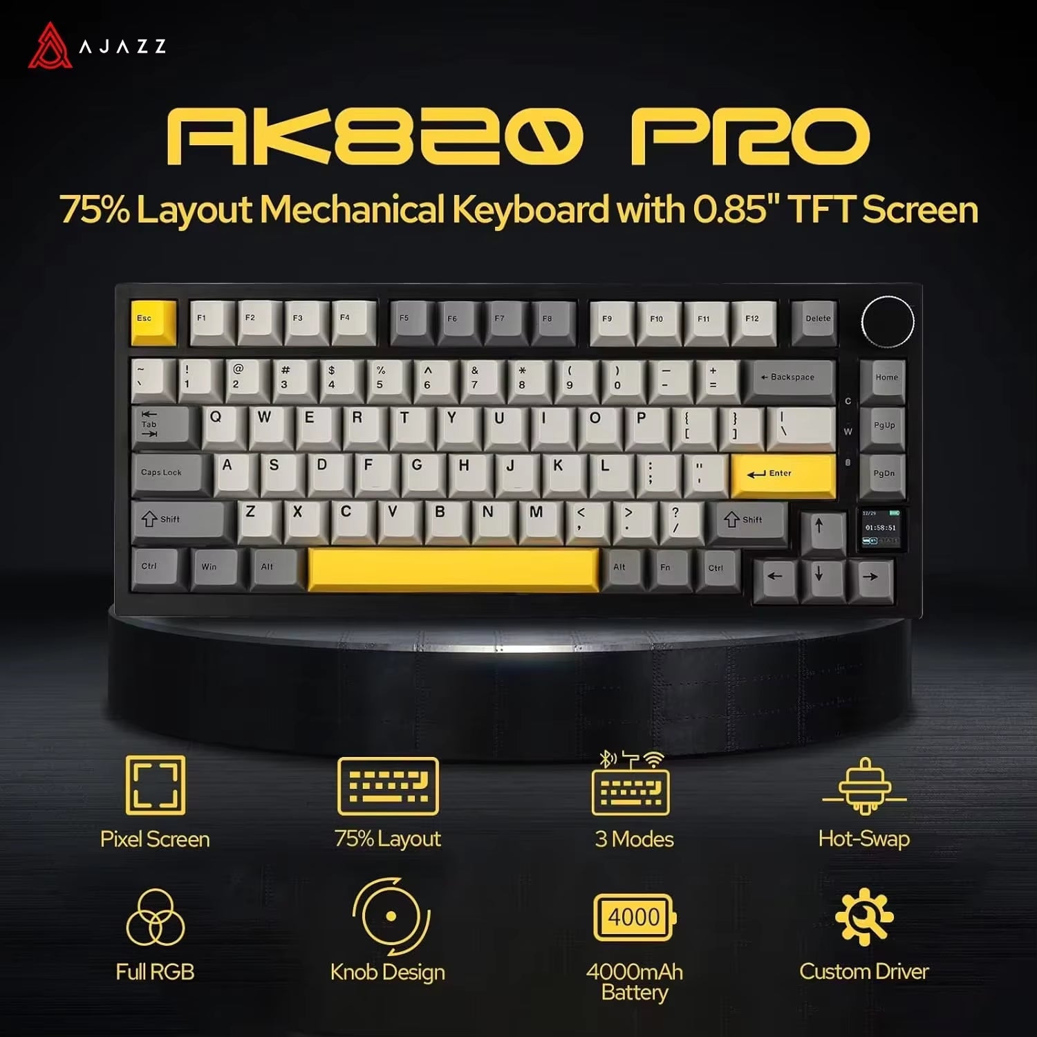 AK820 / AK820 Pro Wireless Mechanical Keyboard with Knob